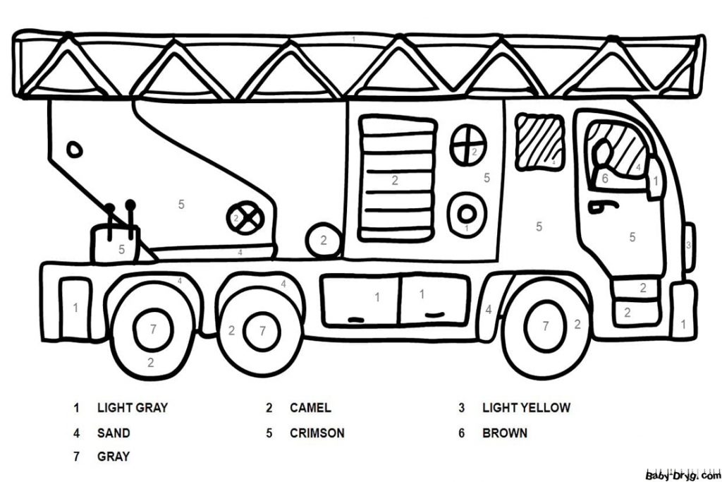 A Fire Car Color by Number | Color by Number Coloring Pages