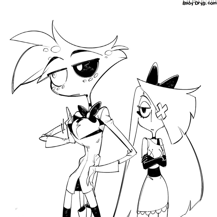 A picture of Angel from the Hazbin Hotel | Coloring Hazbin Hotel