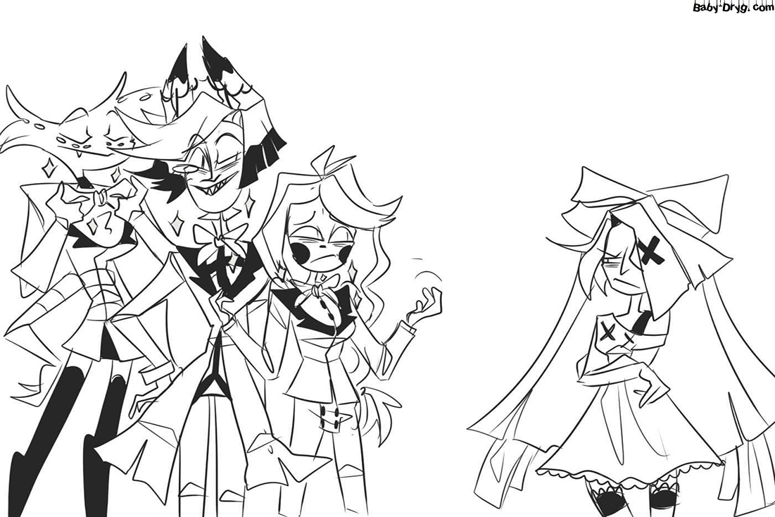 A picture of the characters from Hotel Hazbin | Coloring Hazbin Hotel