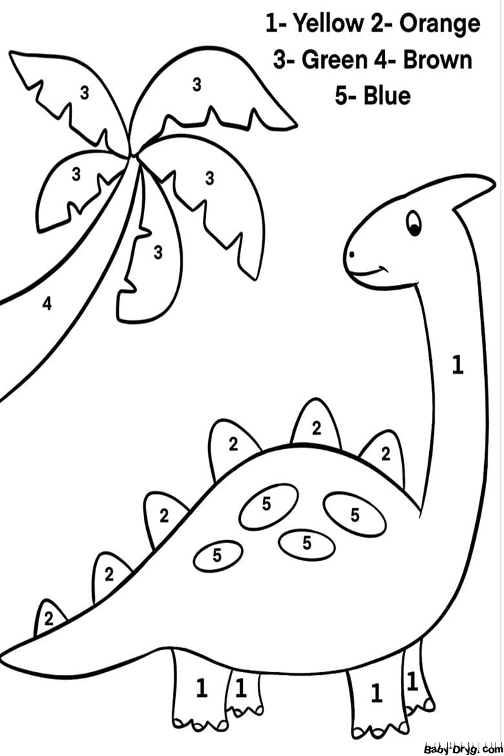 Adorable Dino Color by Number | Color by Number Coloring Pages