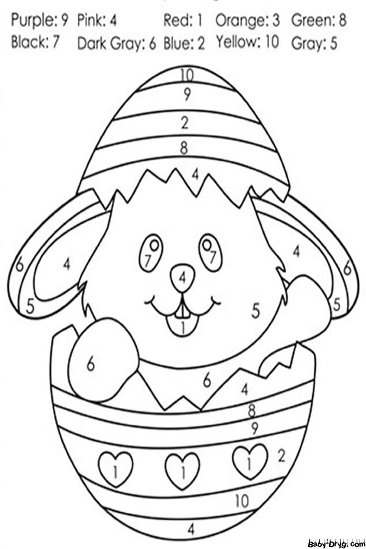 Adorable Easter Bunny Color by Number | Color by Number Coloring Pages