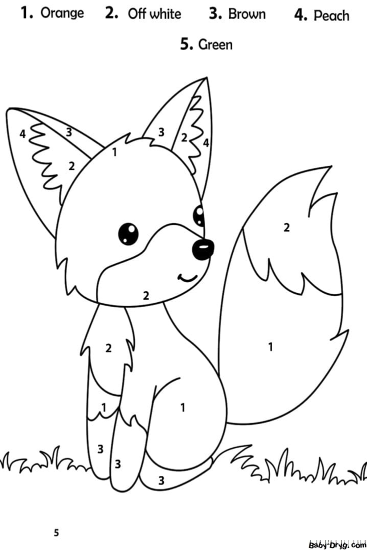 Adorable Fox Color by Number | Color by Number Coloring Pages