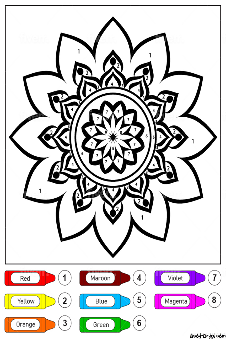 Amazing Flower Mandala for Kids Color by Number | Color by Number Coloring Pages