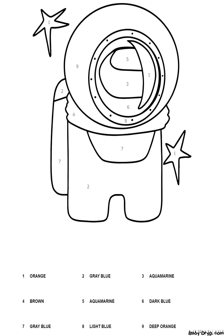 Among Us Astronaut Color by Number | Color by Number Coloring Pages