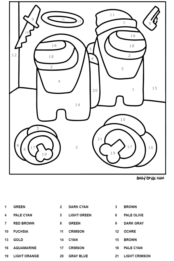 Among Us Color by Number Worksheet | Color by Number Coloring Pages