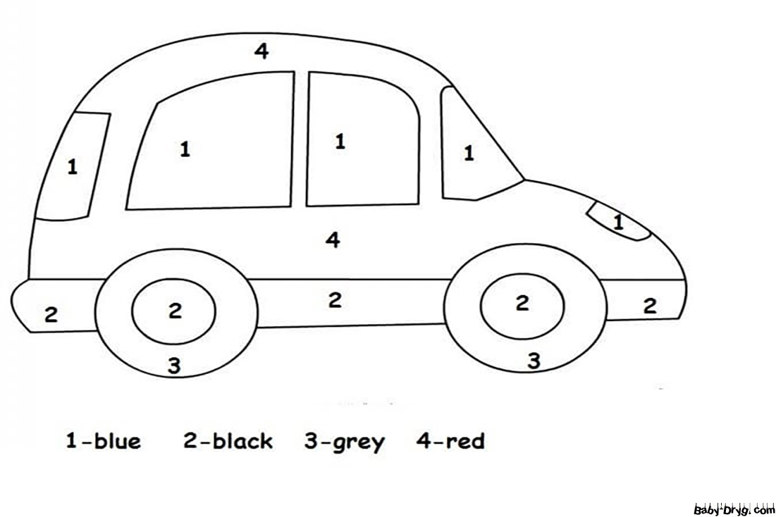 An ordinary car Color by Number | Color by Number Coloring Pages