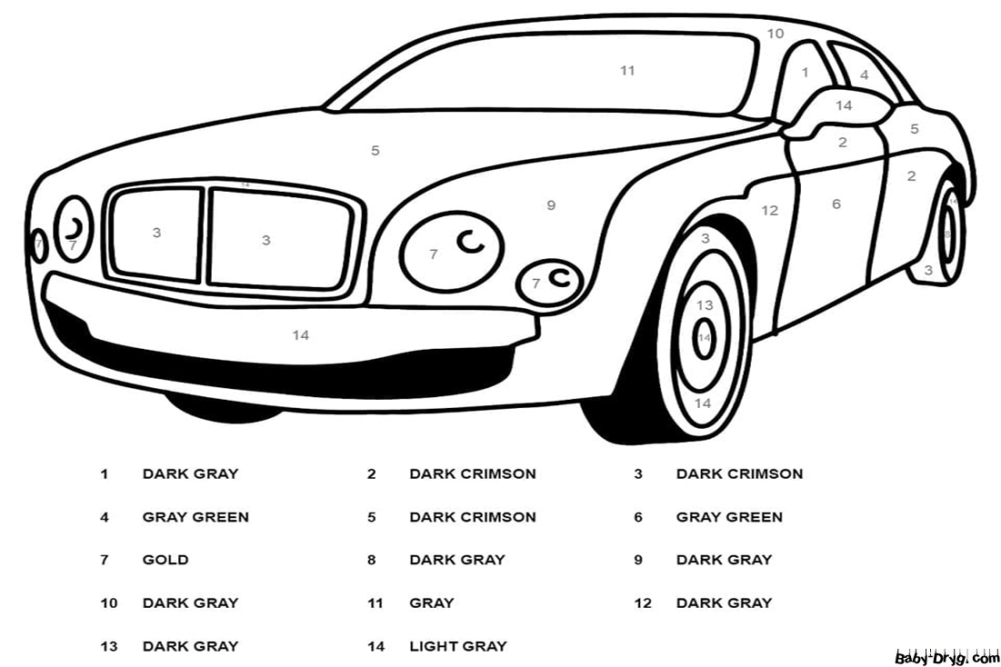 Bentley Color by Number | Color by Number Coloring Pages