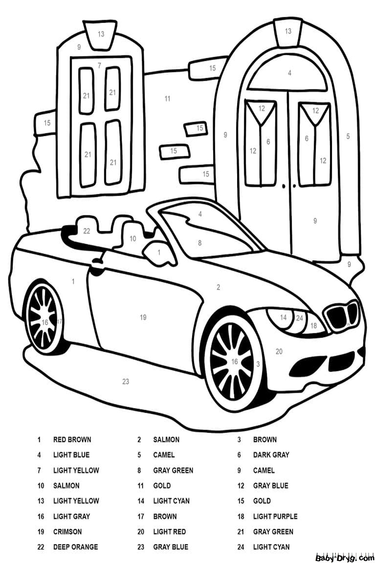 BMW Car Color by Number | Color by Number Coloring Pages