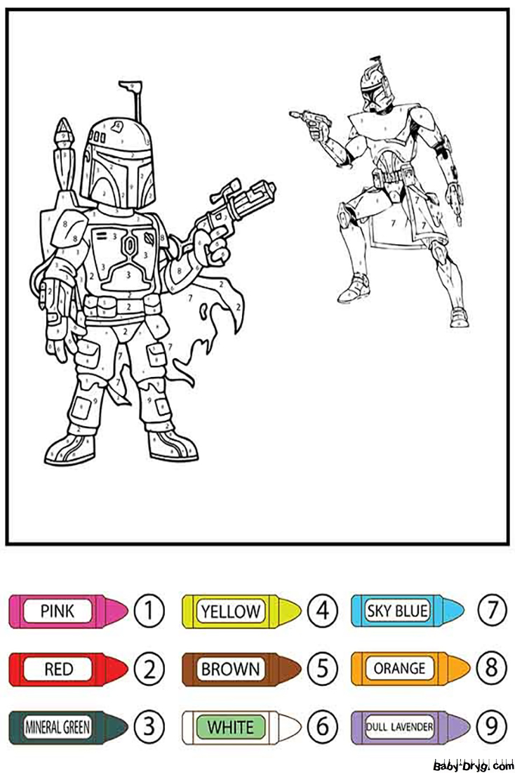 Boba Fett Color by Number | Color by Number Coloring Pages