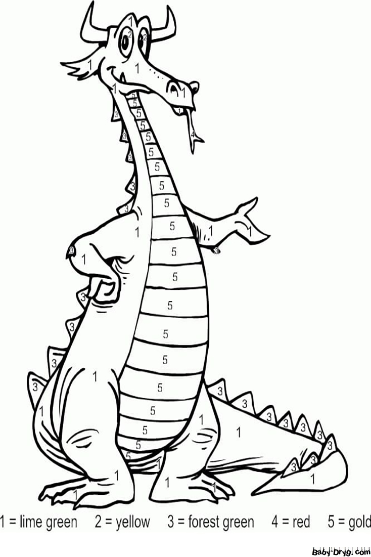 Cartoon Dragon Color by Number | Color by Number Coloring Pages