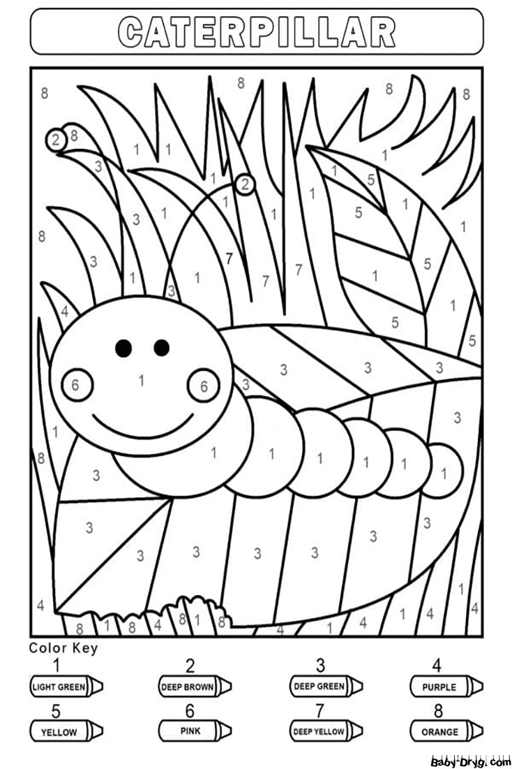 Caterpillar Color by Number | Color by Number Coloring Pages