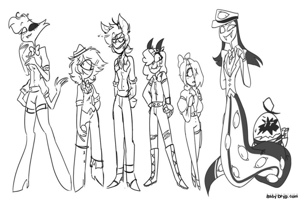 Characters Hotel Hazbin Coloring Page | Coloring Hazbin Hotel