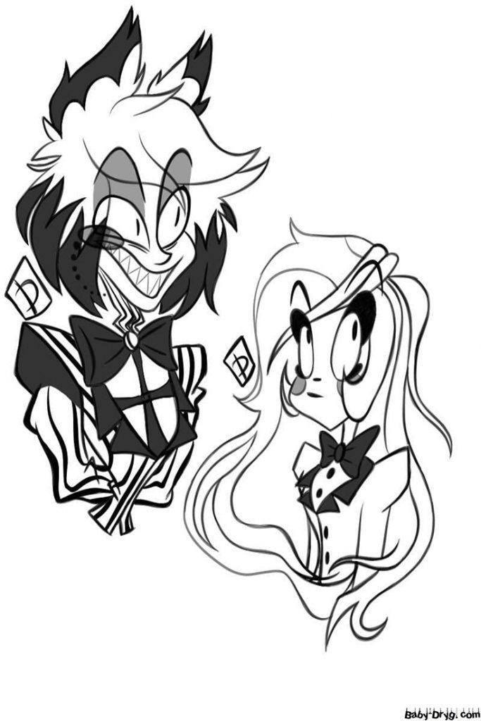 Charlie and Alastor Coloring Page | Coloring Hazbin Hotel