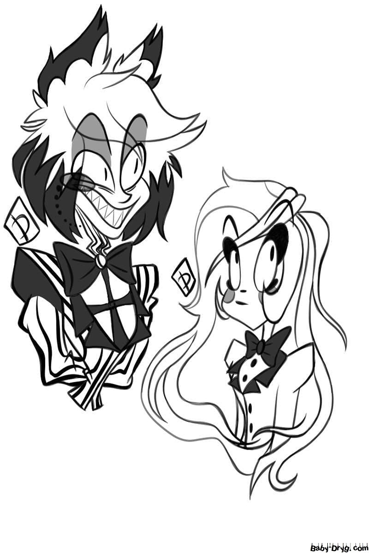 Charlie and Alastor Coloring Page | Coloring Hazbin Hotel