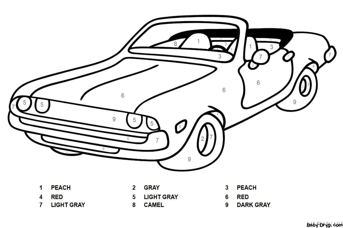 Chevrolet Color by Number | Color by Number Coloring Pages