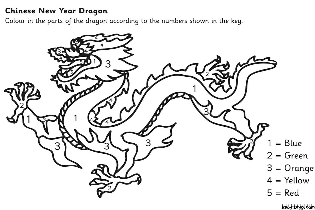 Chinese Dragon Color by Number | Color by Number Coloring Pages