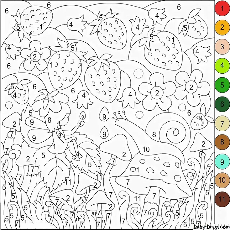Coloring Page A fairy in a fairy forest | Color by Number Coloring Pages