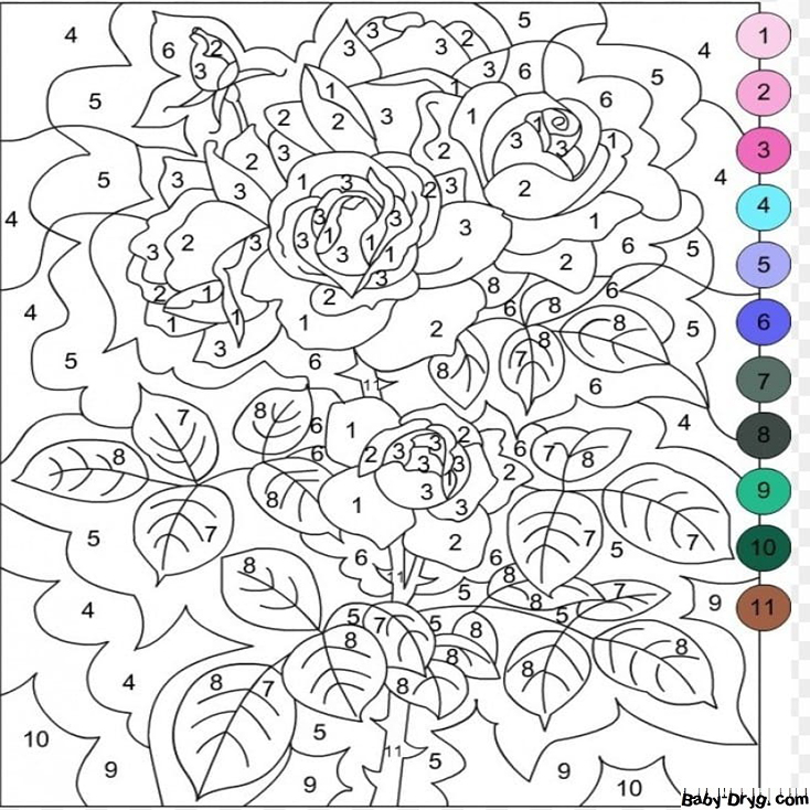 Coloring Page Beautiful flowers by numbers | Color by Number Coloring Pages