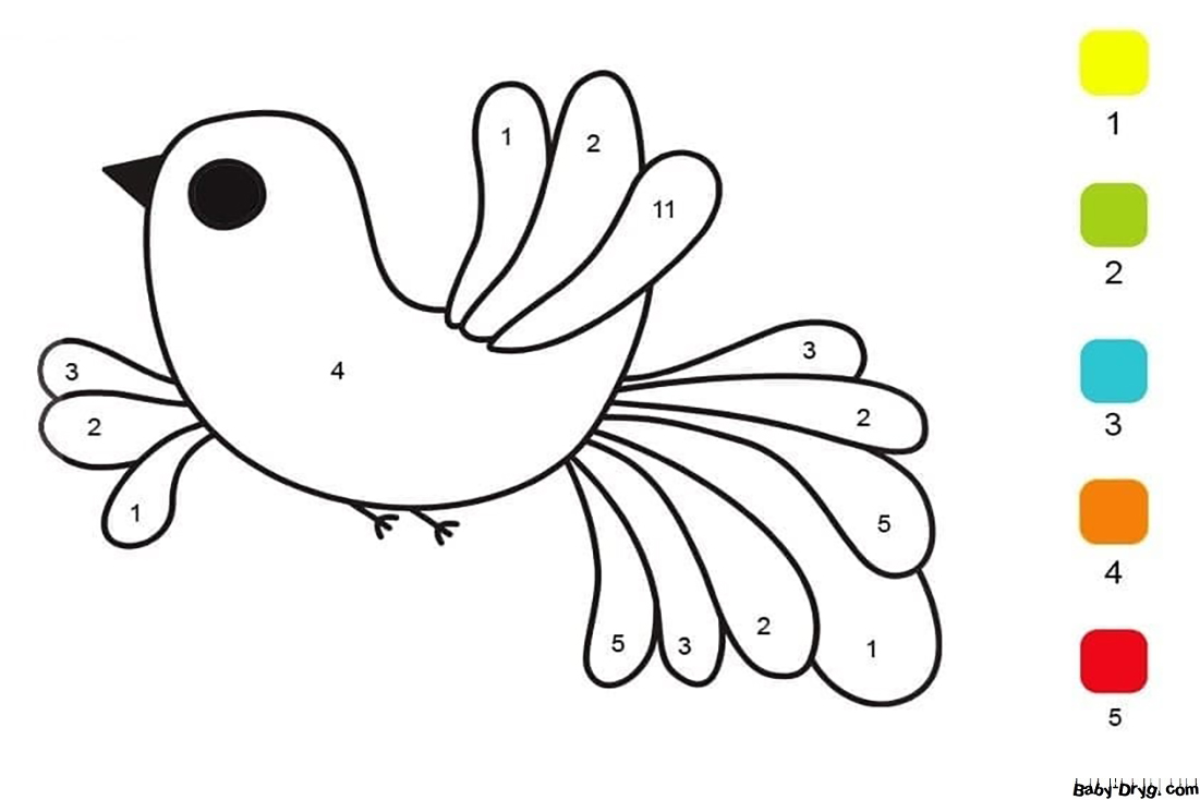 Coloring Page Bird | Color by Number Coloring Pages