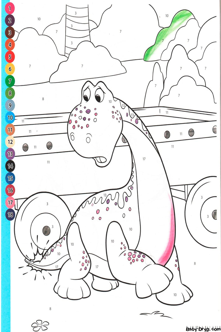 Coloring Page Dinosaur by numbers | Color by Number Coloring Pages
