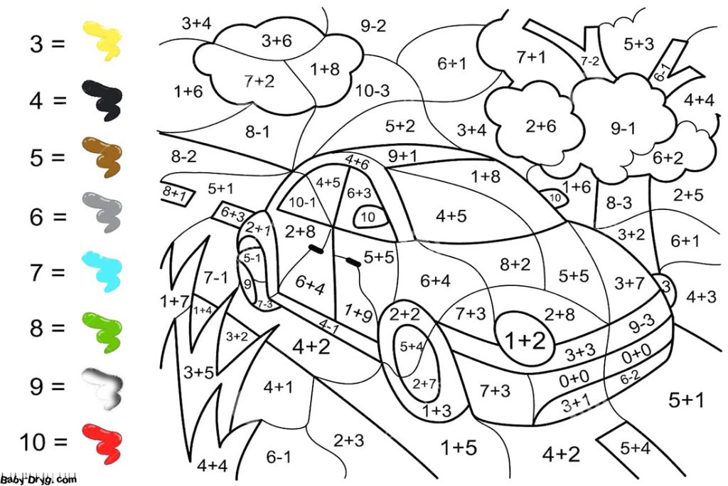 Coloring Page for boys car | Color by Number Coloring Pages