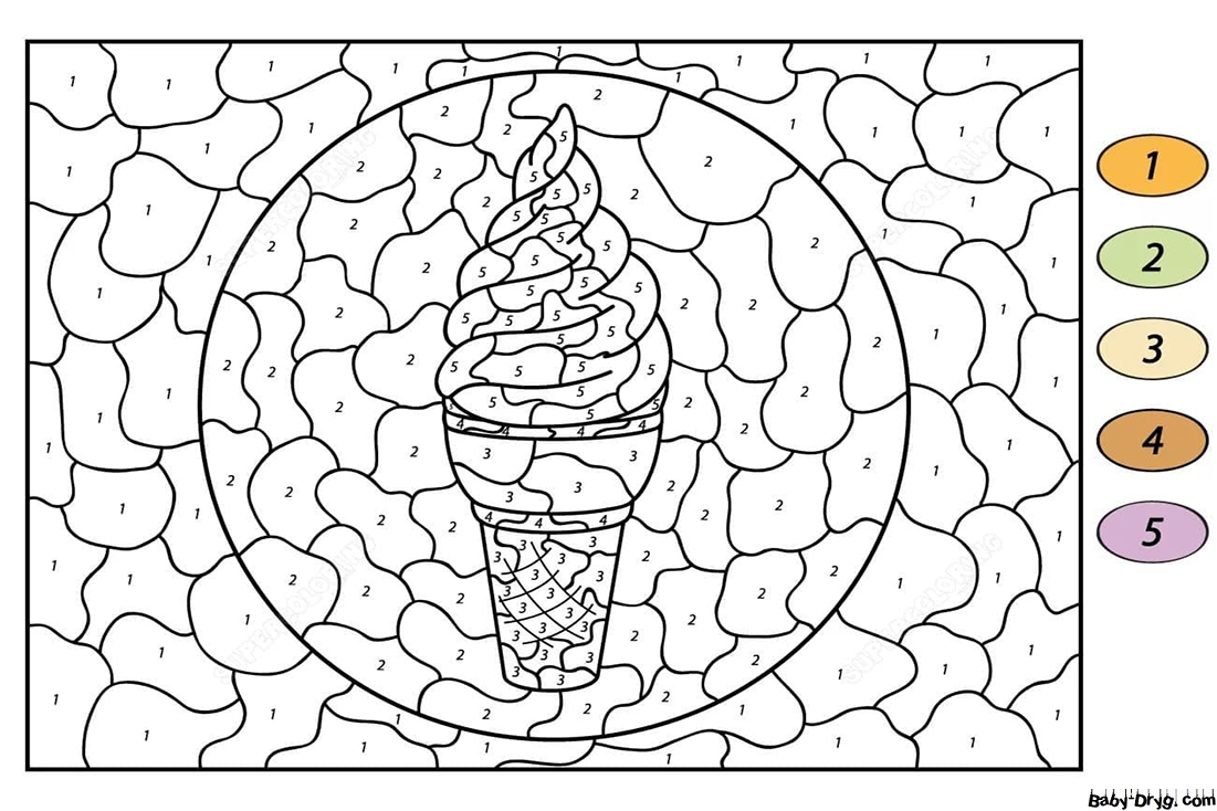 Coloring Page Ice cream | Color by Number Coloring Pages