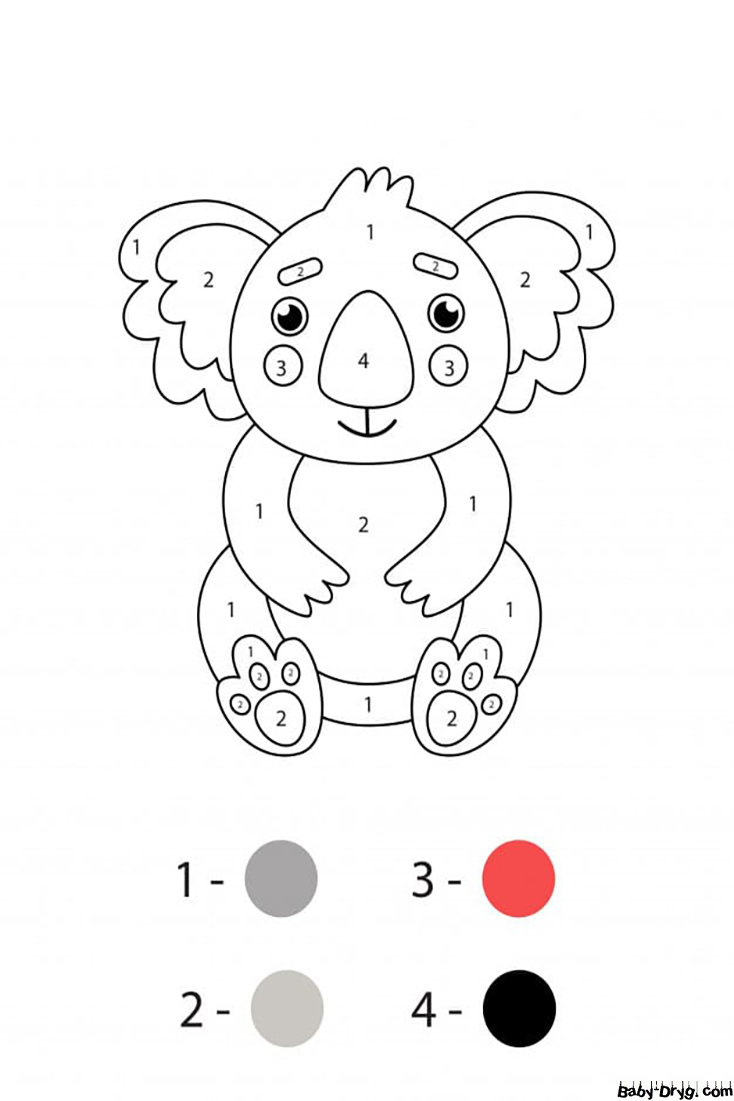 Coloring Page Koala | Color by Number Coloring Pages