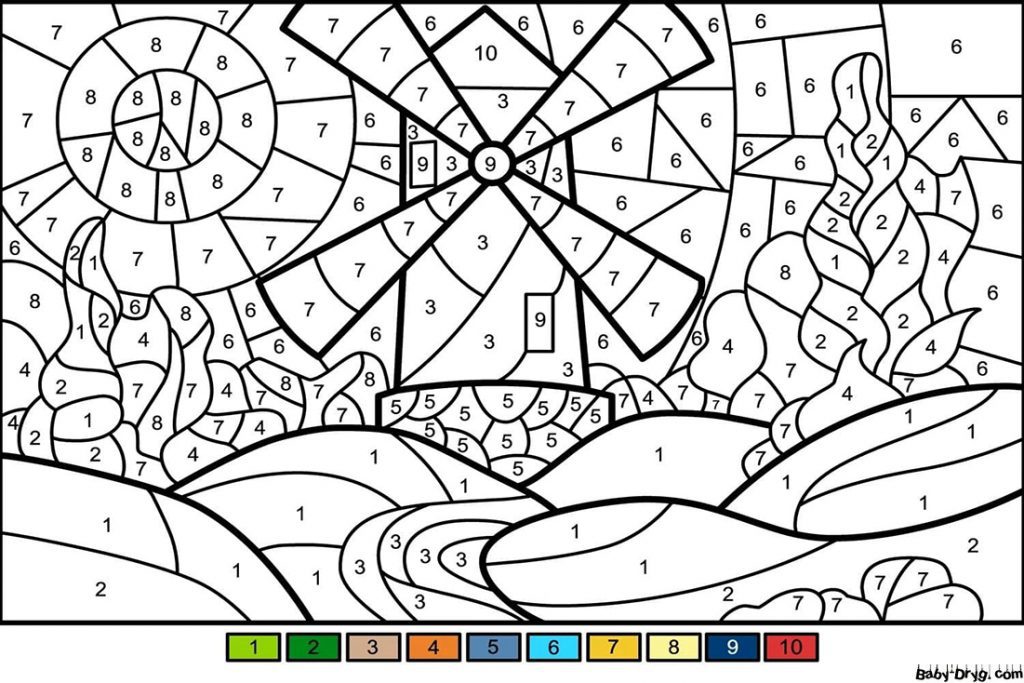 Coloring Page Landscape | Color by Number Coloring Pages