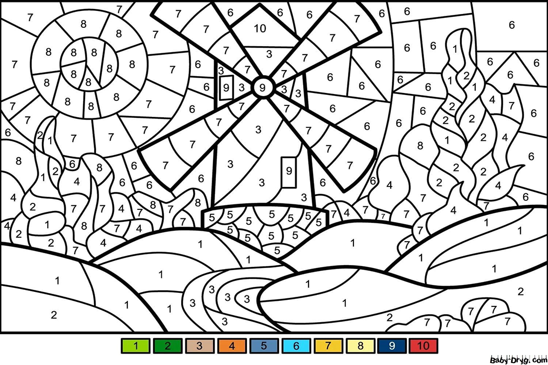 Coloring Page Landscape | Color by Number Coloring Pages