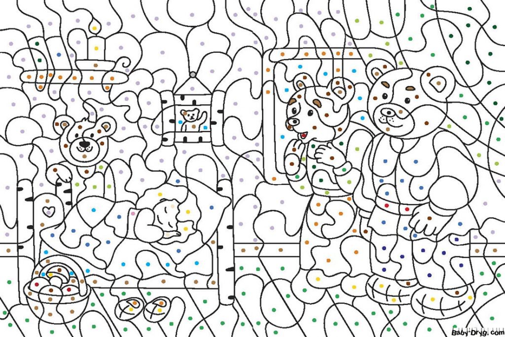Coloring Page Masha and the Bears | Color by Number Coloring Pages
