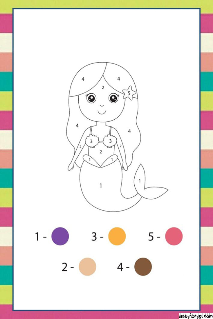 Coloring Page Mermaid | Color by Number Coloring Pages
