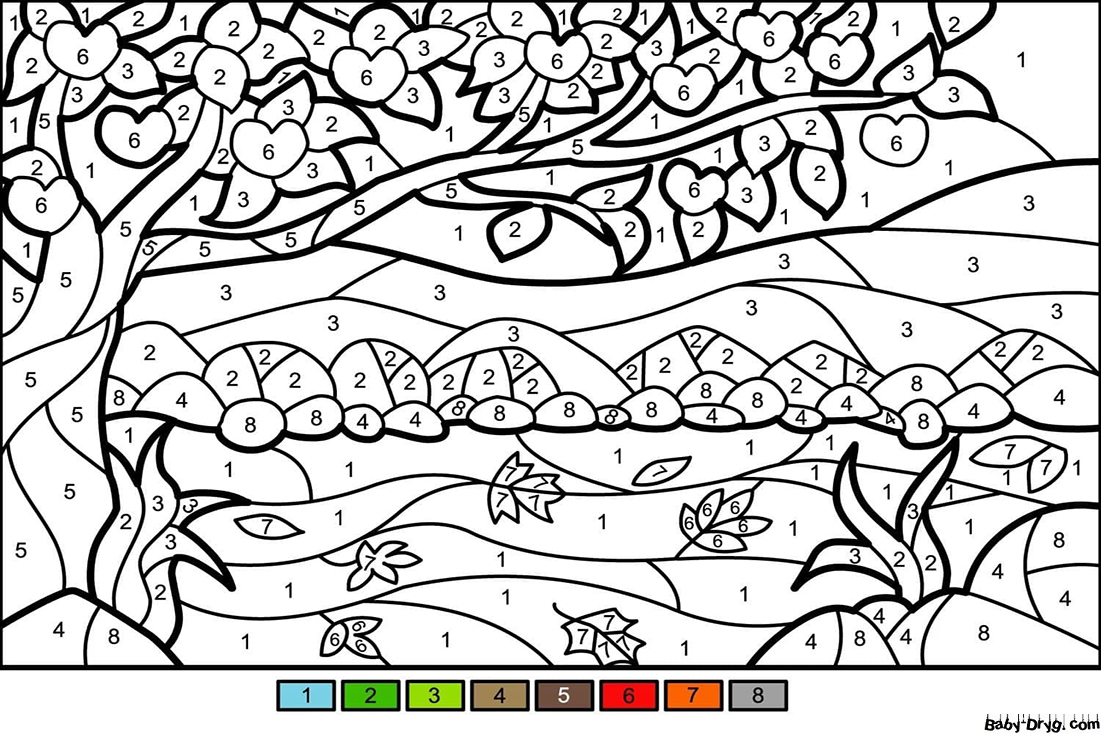 Coloring Page Nature by numbers | Color by Number Coloring Pages