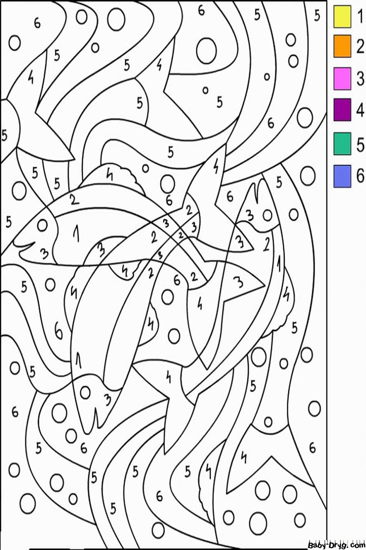 Coloring Page Pisces | Color by Number Coloring Pages