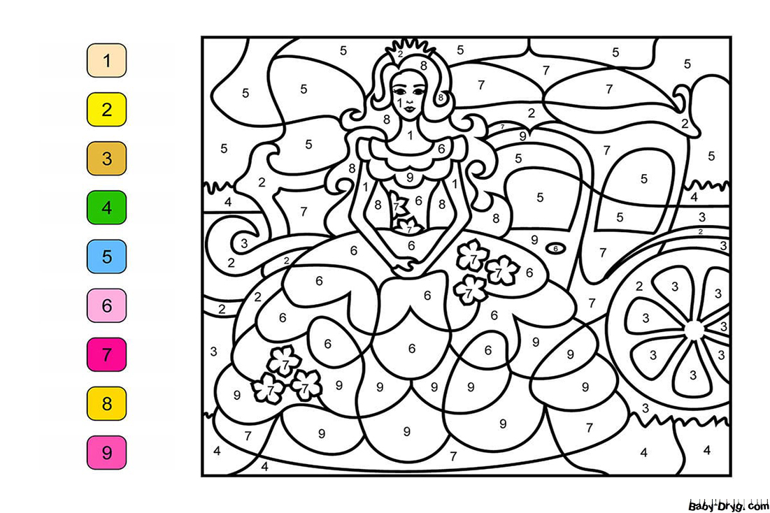 Coloring Page Princess | Color by Number Coloring Pages