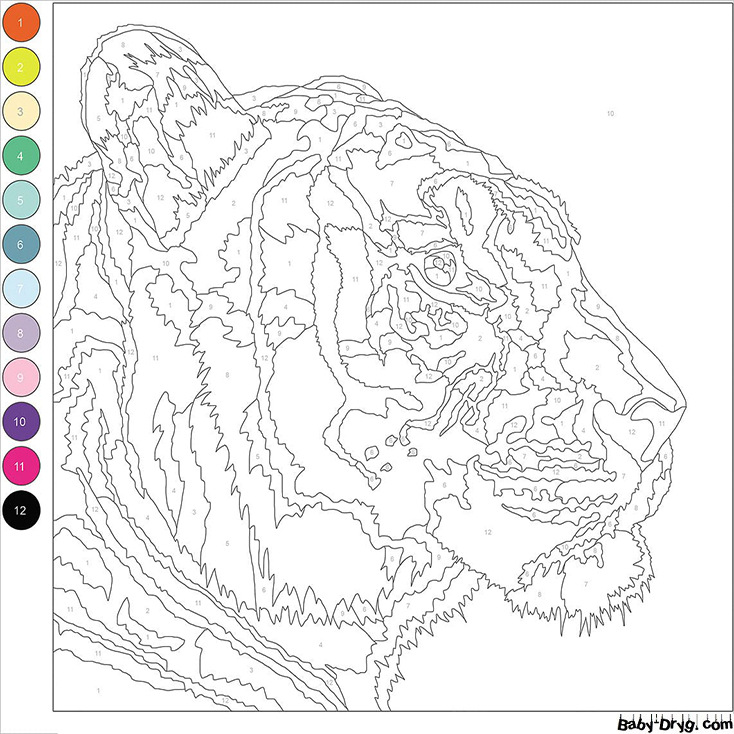Coloring Page Tiger | Color by Number Coloring Pages