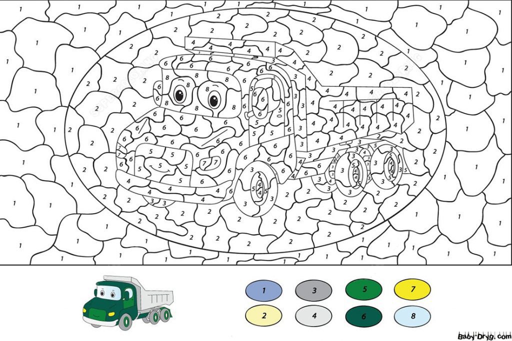 Coloring Page Truck | Color by Number Coloring Pages