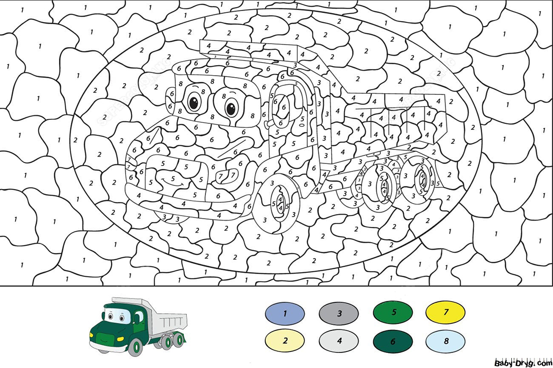 Coloring Page Truck | Color by Number Coloring Pages