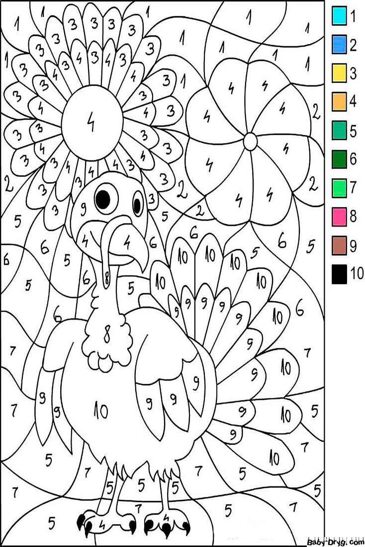 Coloring Page Turkey | Color by Number Coloring Pages
