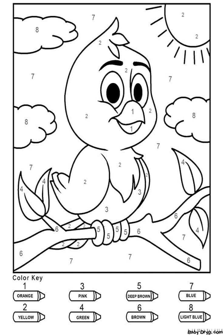 Cute Bird Color by Number | Color by Number Coloring Pages