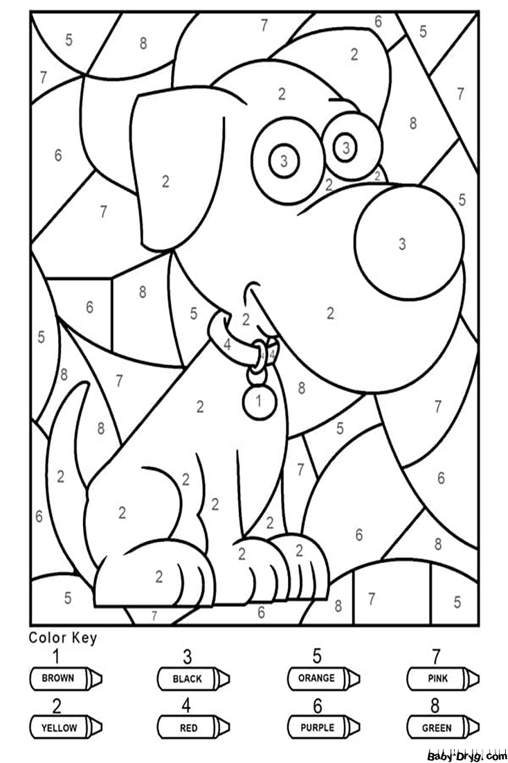 Cute Dog Color by Number | Color by Number Coloring Pages