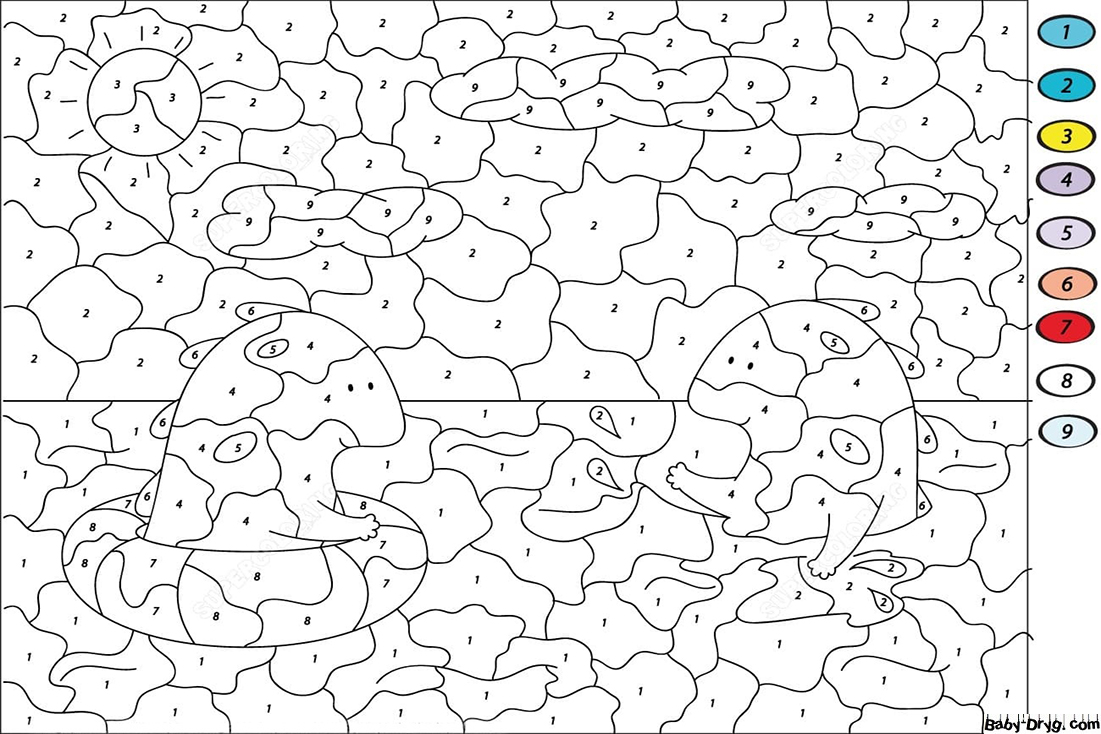 Cute Dragon Color by Number | Color by Number Coloring Pages