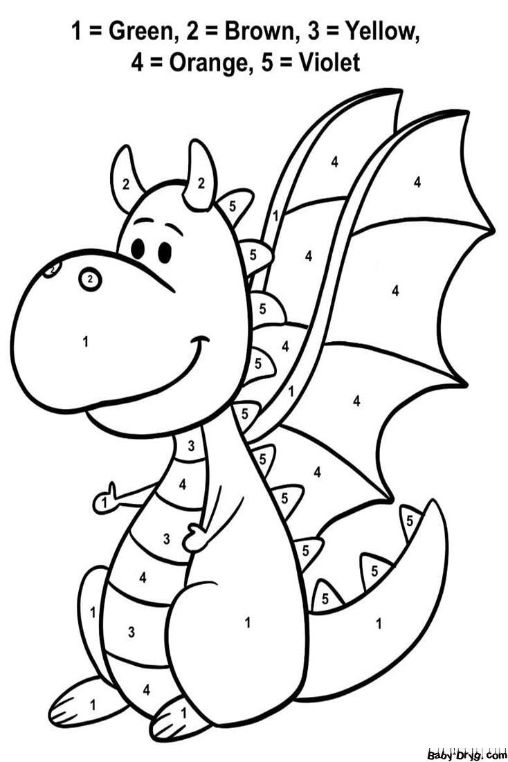 Cute Dragon Colors by Number | Color by Number Coloring Pages