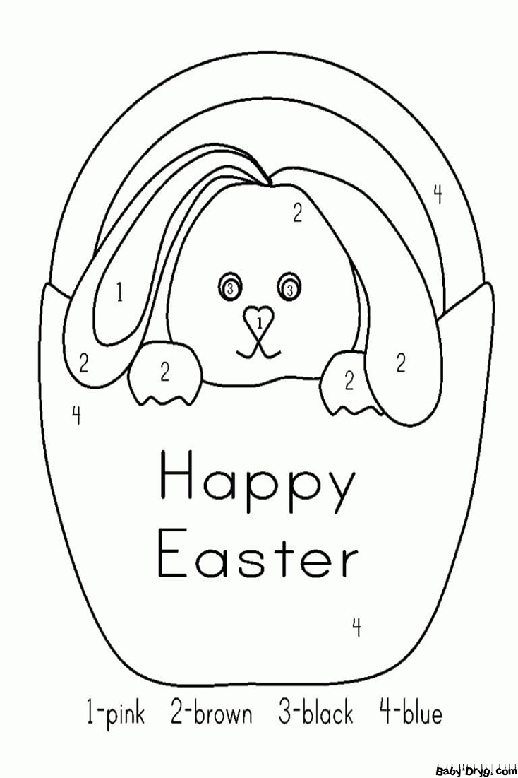 Cute Easter Bunny Color by Number | Color by Number Coloring Pages