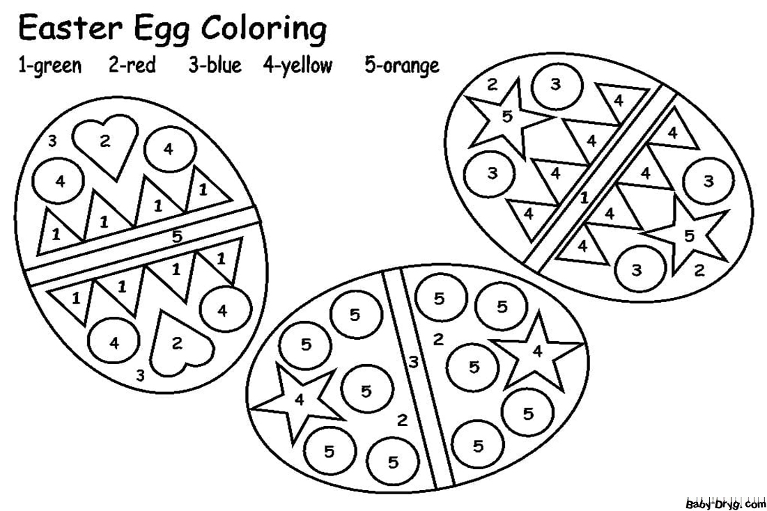 Cute Easter Eggs Color by Number | Color by Number Coloring Pages