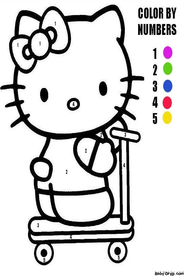 Cute Hello Kitty Color By Number | Color by Number Coloring Pages