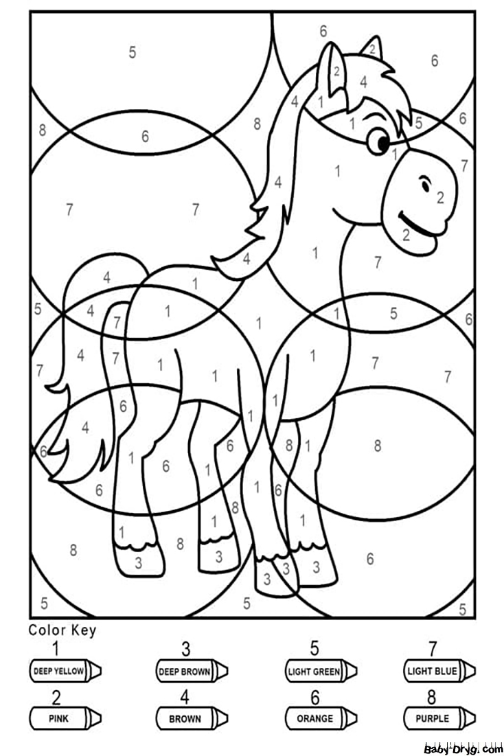 Cute Horse Color by Number | Color by Number Coloring Pages