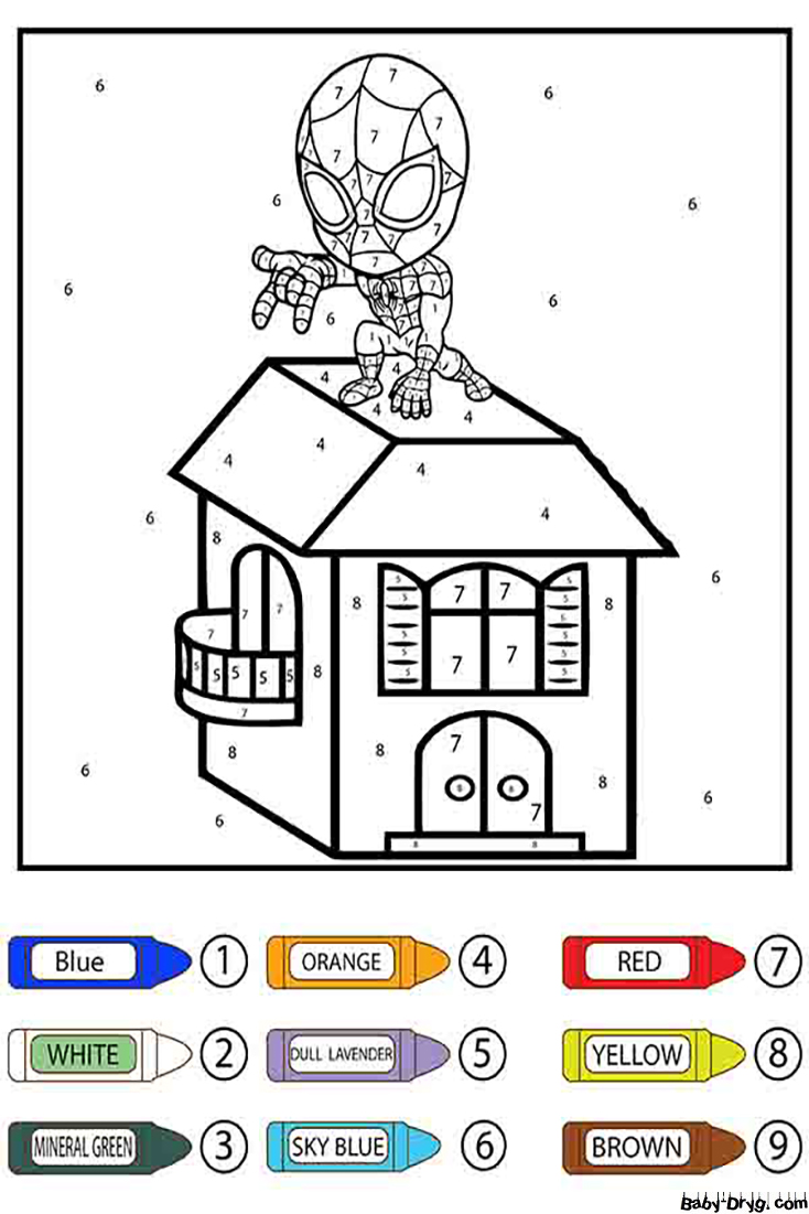 Cute Spider Man Color by Number | Color by Number Coloring Pages