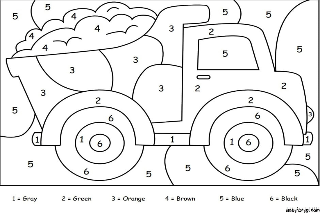 Cute Truck Color by Number | Color by Number Coloring Pages