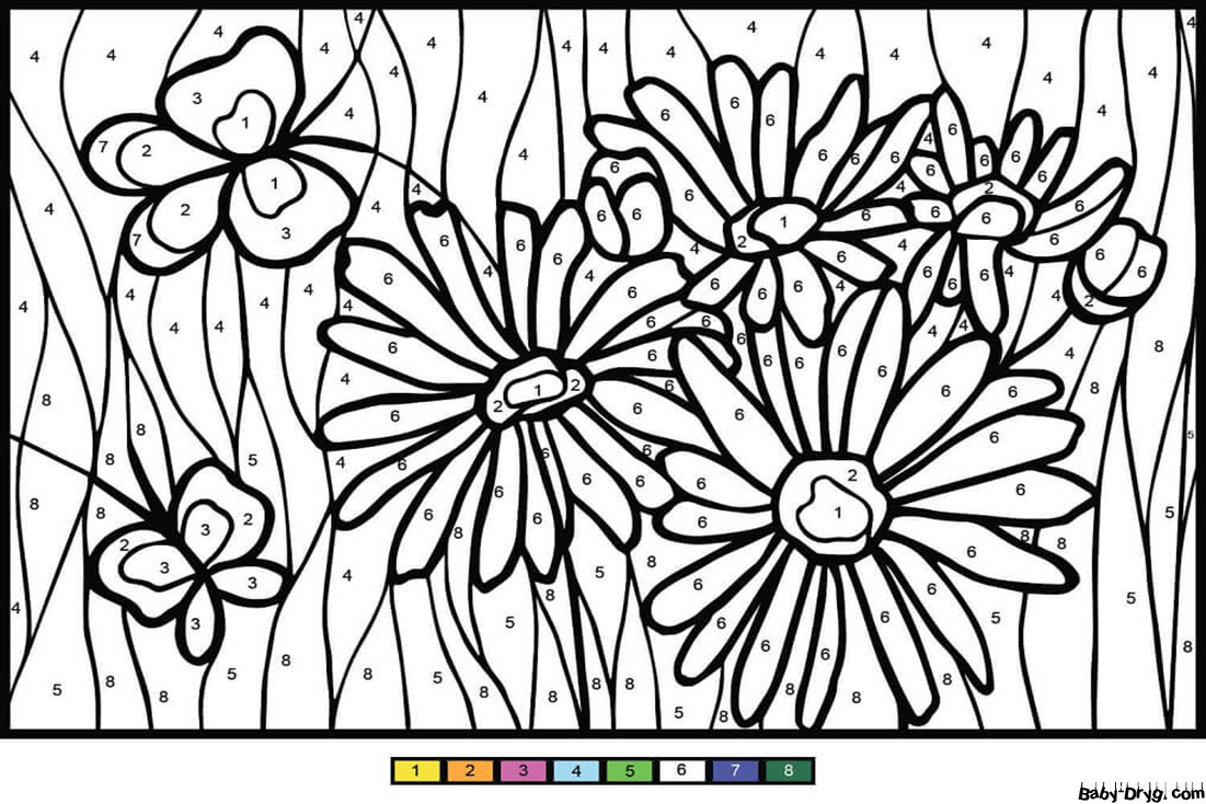Daisy Color by Number | Color by Number Coloring Pages