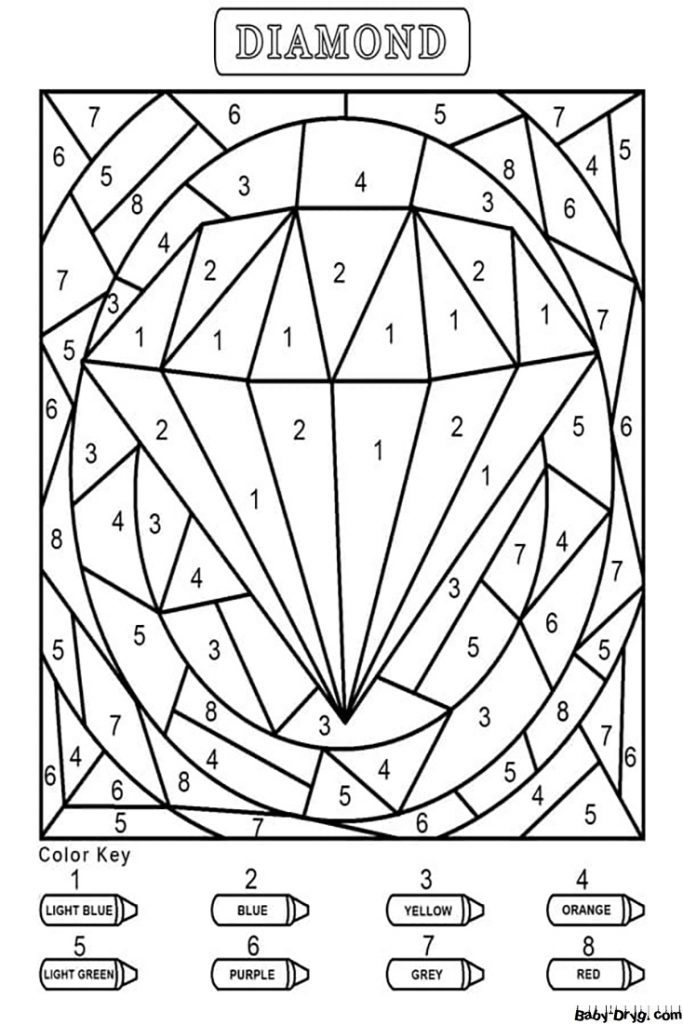 Diamond for Kindergarten Color by Number | Color by Number Coloring Pages